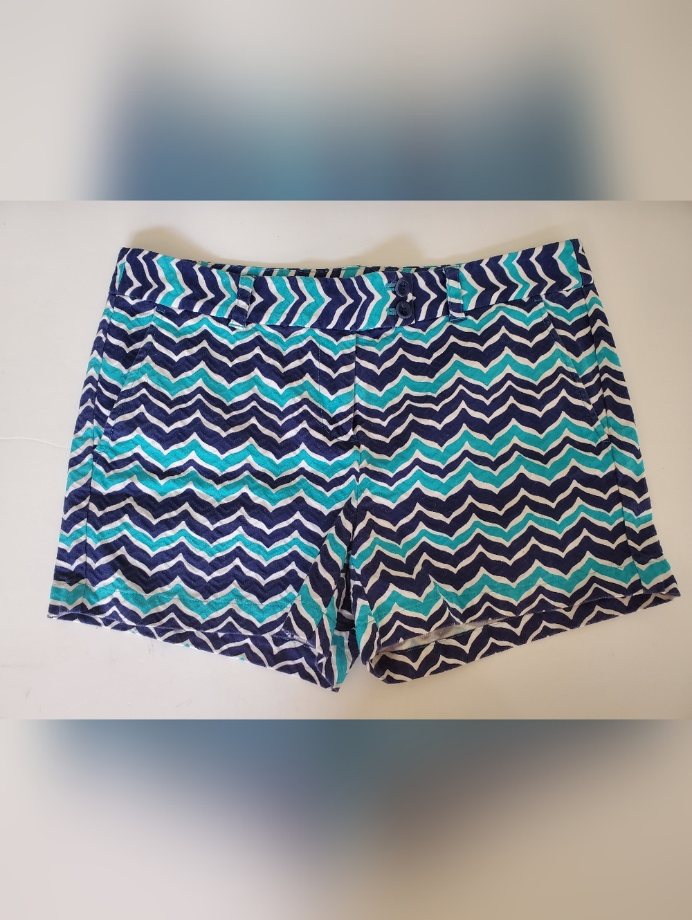 VINEYARD VINES Blue White Chevron Whale Tail Cotton Shorts Women's SIZE 10